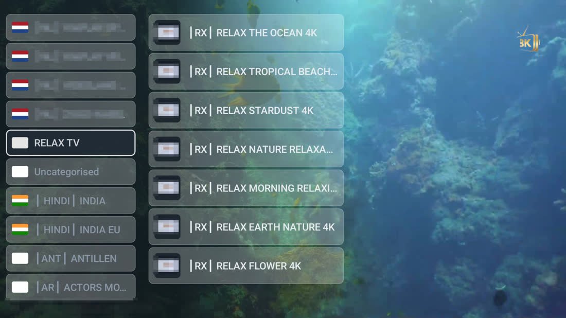 Categories down the side